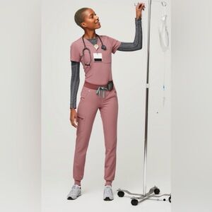 FIGS Mineral Mauve Zamora Jogger Scrub Pants & Top Set Women’s XS Tall